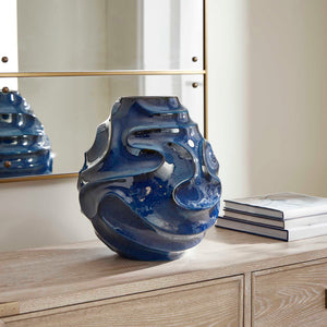 Uttermost Helix Swirl Blue Vase