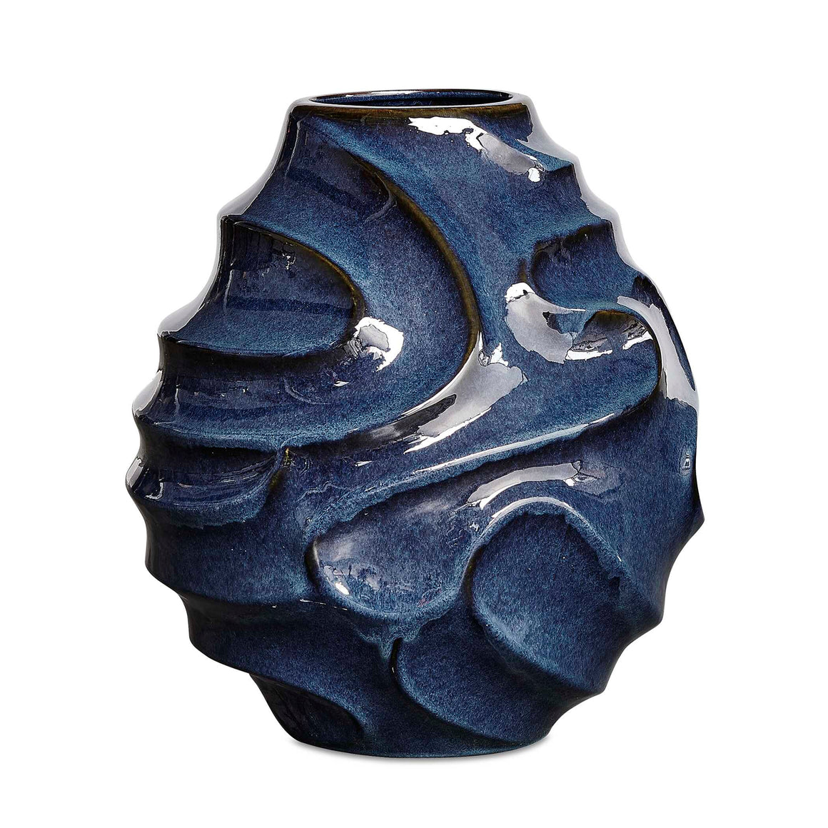 Uttermost Helix Swirl Blue Vase