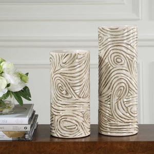 Uttermost Timber Swirl Earth Tone Vases Set/2