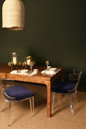 Adams Modern Dining Table in Burl Wood