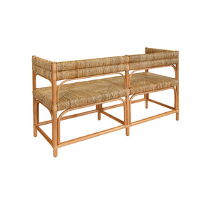 Ajax Rattan Bench with Seagrass Wrapped Seat and Seat Back