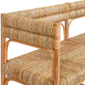 Ajax Rattan Bench with Seagrass Wrapped Seat and Seat Back