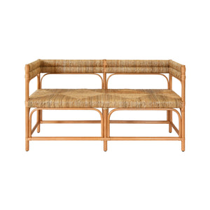 Ajax Rattan Bench with Seagrass Wrapped Seat and Seat Back