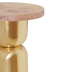 Alina Side Table with Round Burl Wood Top