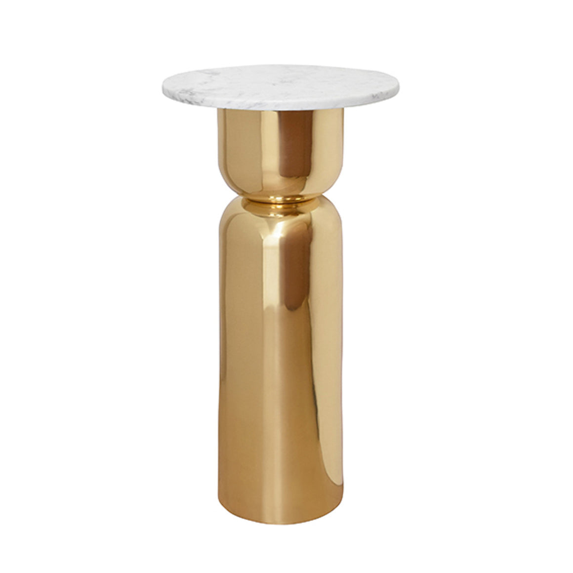 Alina Side Table with Round White and Grey Marble Top