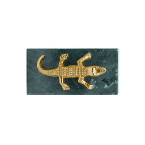 Allie Green Marble Box with Brass Alligator Handle