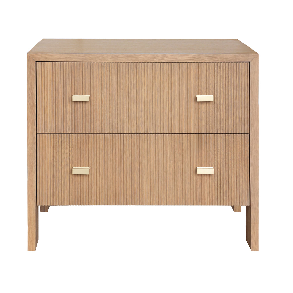 Andre Two Drawer Side Table with Fluted Detail in Natural Oak