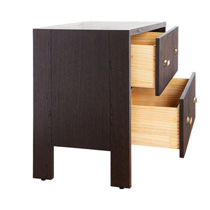 Andre Two Drawer Side Table with Fluted Detail in Natural Oak