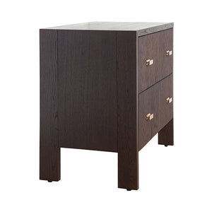 Andre Two Drawer Side Table with Fluted Detail in Natural Oak