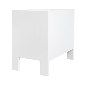 Andre Two Drawer Side Table with Fluted Detail in Matte White Lacquer
