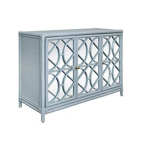 Aria Mirror in Rattan Painted Light Blue