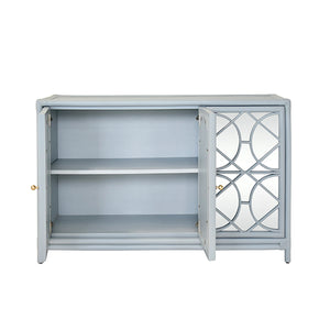 Aria Mirror in Rattan Painted Light Blue