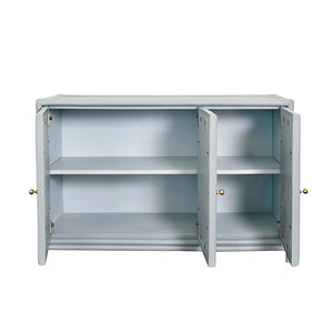 Aria Mirror in Rattan Painted Light Blue