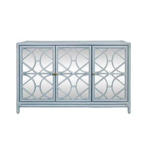 Aria Mirror in Rattan Painted Light Blue