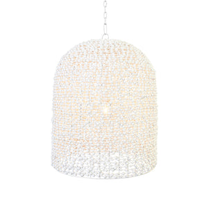 Arleigh Pendant Wrapped with Whitewash Wood Beads