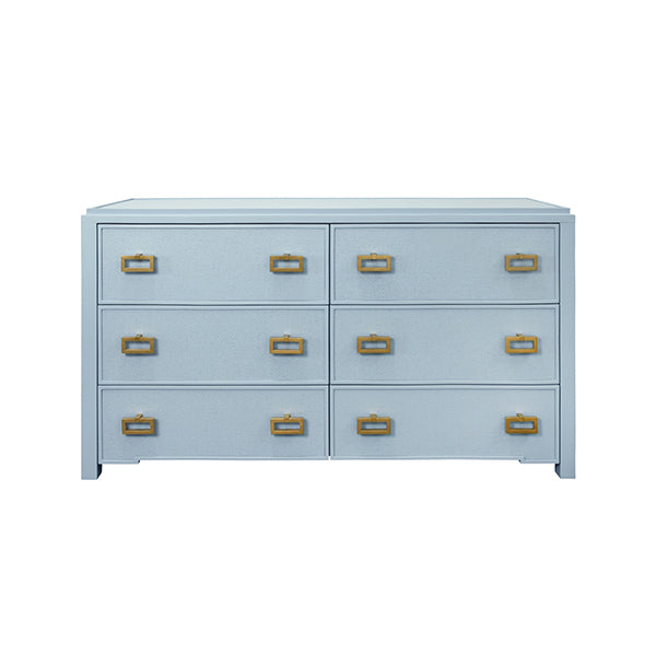 Atticus Six Drawer Chest in Matte Light Blue Frame