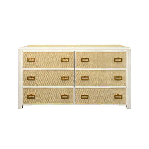 Atticus Six Drawer Chest in Matte White Lacquer Frame