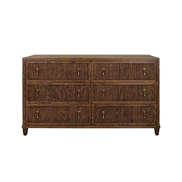 Six Drawer Chest With Fluted Drawer Fronts In Provincial Brown Oak
