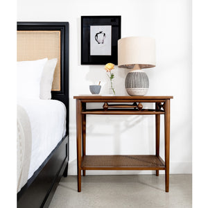 Abigail Side Table with Cane Shelf
