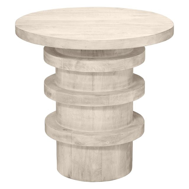 Revolve Mango Wood Side Table, Off-White