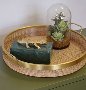 Babs Tray with Brass Rim and Handles