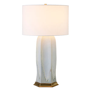 Barron Table Lamp in White Reactive Glaze
