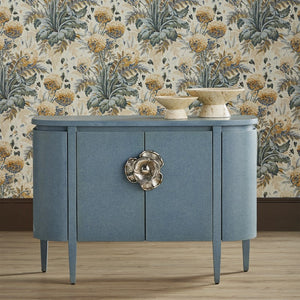 Briallen Blue Demi-Lune - Lacquered Linen/Polished Nickel