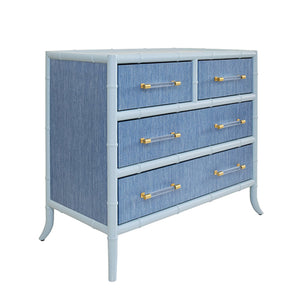 Beckett Four Drawer Chest with Bamboo Detail in Blue