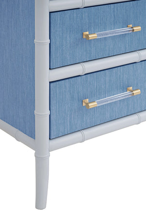 Beckett Four Drawer Chest with Bamboo Detail in Blue