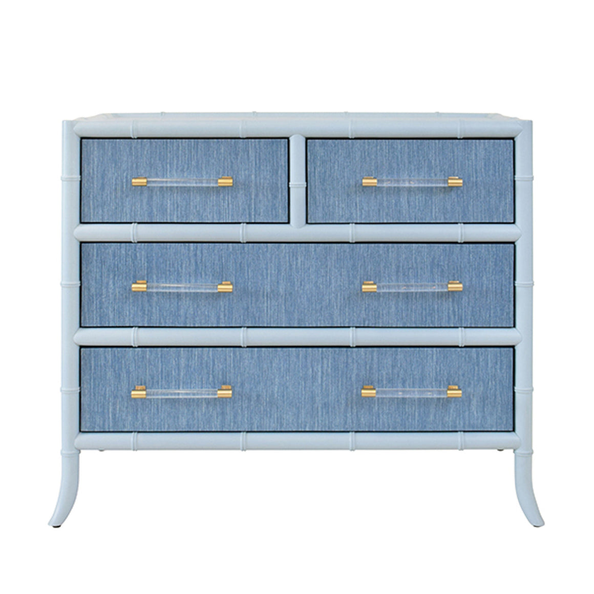 Beckett Four Drawer Chest with Bamboo Detail in Blue