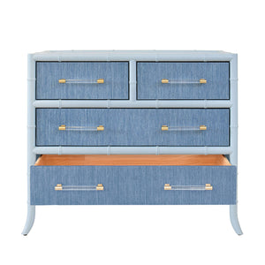 Beckett Four Drawer Chest with Bamboo Detail in Blue