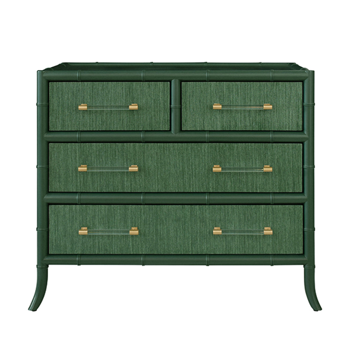 Beckett Four Drawer Chest with Bamboo Detail in Green