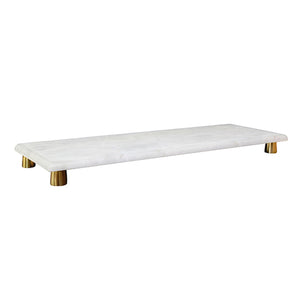 Beck White Marble Tray with Brass Feet