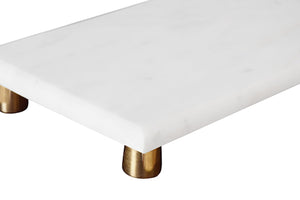 Beck White Marble Tray with Brass Feet