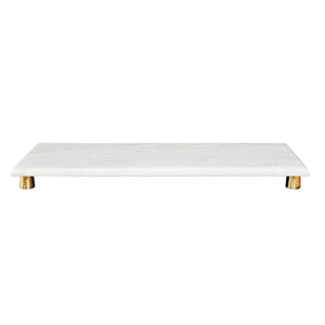 Beck White Marble Tray with Brass Feet