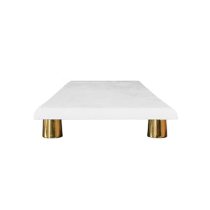 Beck White Marble Tray with Brass Feet