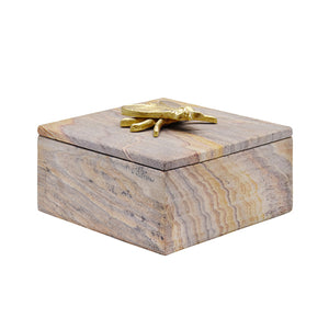 Bee Golden Brown Bidaser Marble Box with Brass Bee Top