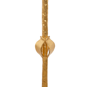 Three Leg Iron Floor Lamp with Leaf Detail in Gold Leaf