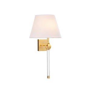 Belle Sconce with Acrylic Pole and Leaf Detail in Gold Leaf