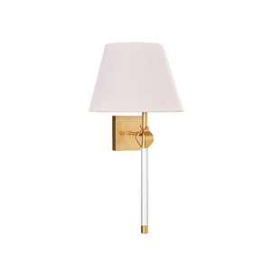 Belle Sconce with Acrylic Pole and Leaf Detail in Gold Leaf