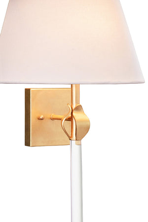 Belle Sconce with Acrylic Pole and Leaf Detail in Gold Leaf