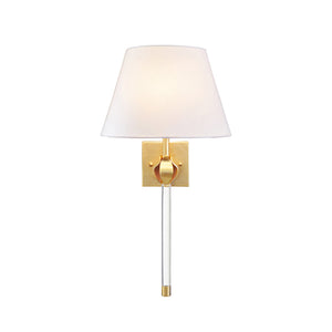 Belle Sconce with Acrylic Pole and Leaf Detail in Gold Leaf