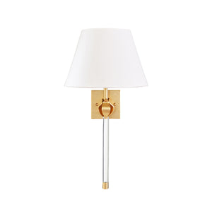 Belle Sconce with Acrylic Pole and Leaf Detail in Gold Leaf