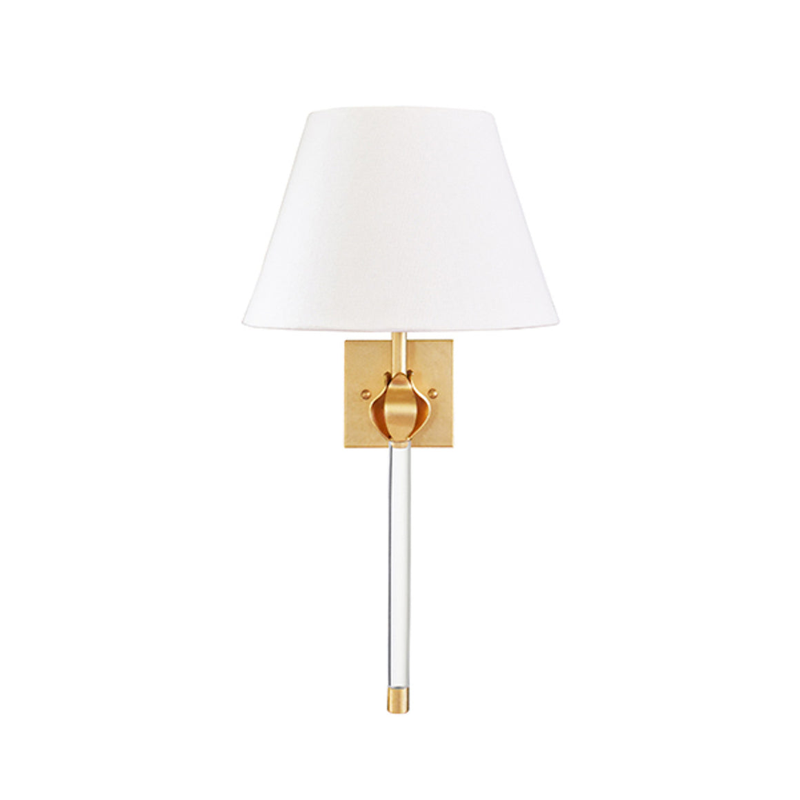 Belle Sconce with Acrylic Pole and Leaf Detail in Gold Leaf