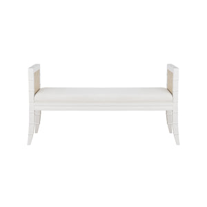 Benedict Square Edge Bamboo Detail Bench with Case Sides in Matte White Lacquer