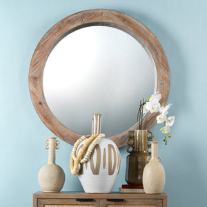 Reclaimed Wood Round Wall Mirror