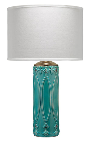 Tabitha Ceramic Table Lamp with Linen Shade, Turquoise