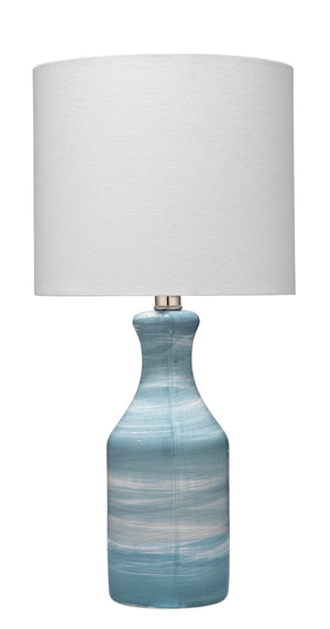 Bungalow Ceramic Table Lamp with Linen Shade, Blue
