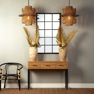 Tribecca Iron Grid Rectangle Wall Mirror, Black