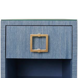 Blair Side Table in Blue Dyed Grasscloth